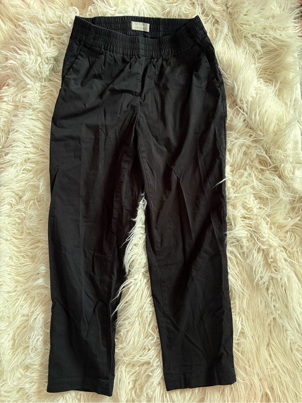 Everlane The Easy Pant Black Size 6 Straight Leg Elastic Waist